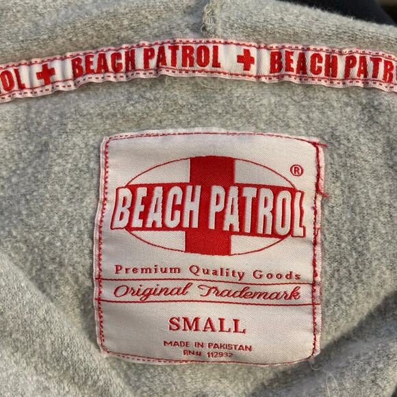 Beach Patrol Top Woman's Small Cropped Gray California Embroidered Hooded - Picture 9 of 13